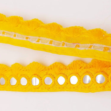 Yellow Fringe Trim With Mirrors, Boho, Bohemian Trim, Mirrored Trim, Decorative Trim, Trim By 3 Yards, Trim By 9 Yards